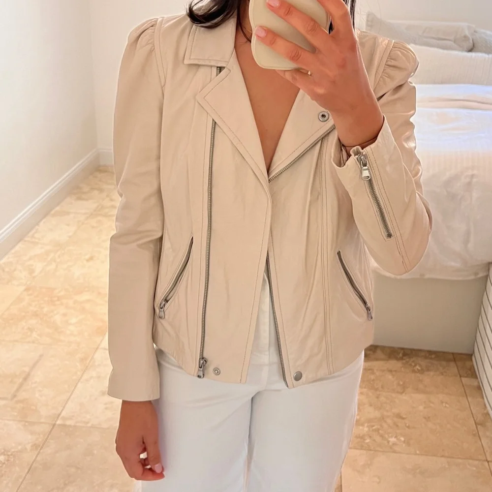 Rebecca Taylor Cream Leather Jacket - Picture 2 of 3